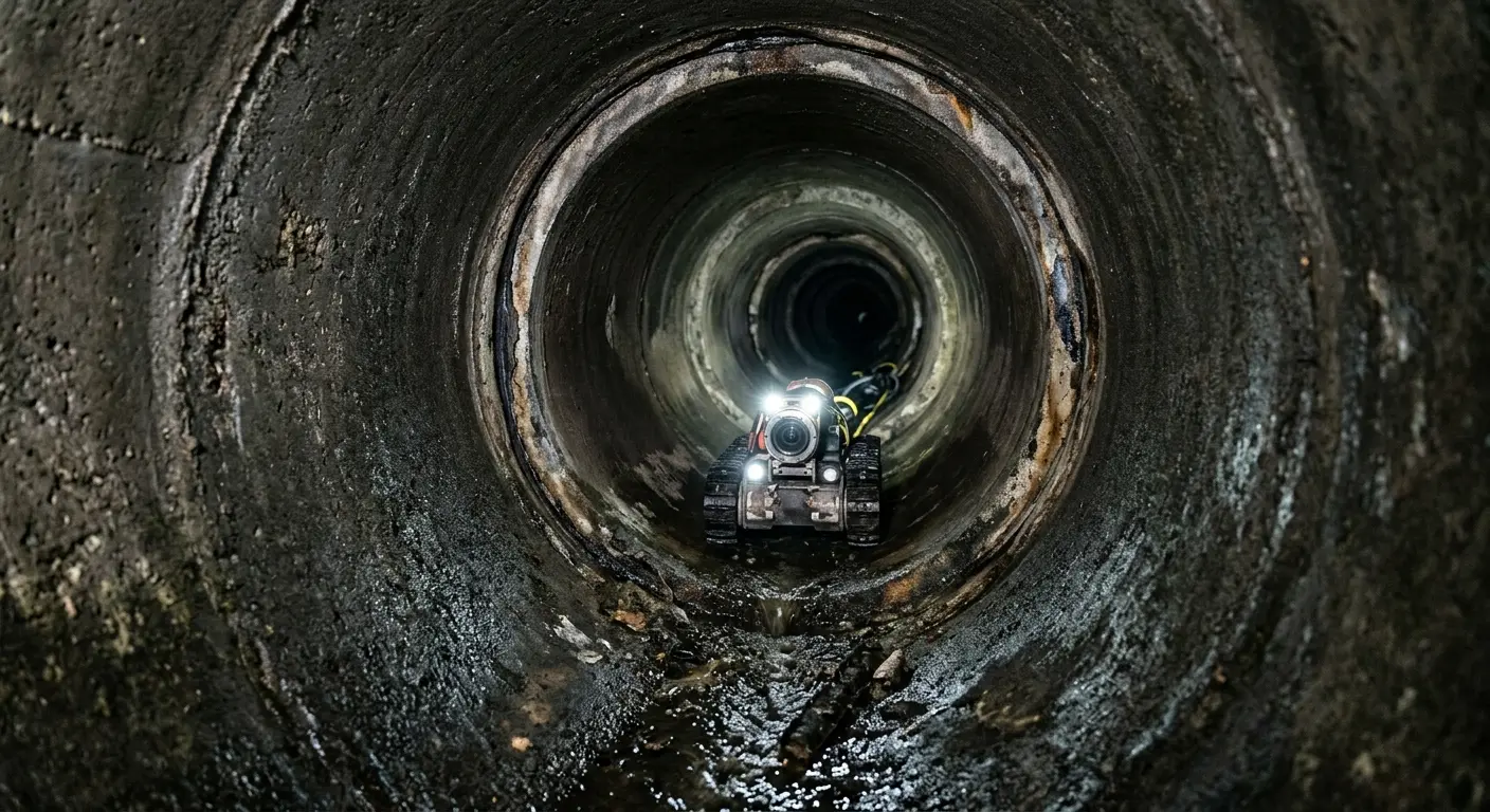 Robotic sewer camera inspecting pipe interior for Sewer Line Repair in Woodstock